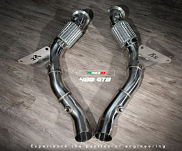 Fi Exhaust Ultra High Flow Cat Bypass Downpipes (Stainless) for Ferrari 488