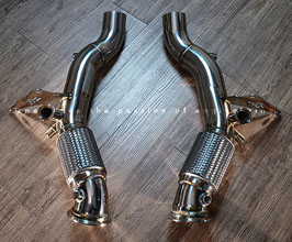 Fi Exhaust Ultra High Flow Cat Bypass Downpipes (Stainless) for Ferrari F8 Tributo with OPF