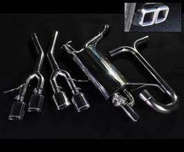 EXHAUTECH Variable Valve Exhaust System with Quad Square Side Outlet Tips (Stainless) for Lexus LX570