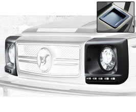 HAMANN Headlight Covers with LED Daylights and Flasher Delete Vents (FRP) for Mercedes G-Class W463