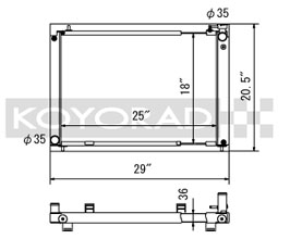KOYORAD Hyper V 36mm Core Racing Radiator (Aluminum) for Nissan Fairlady Z33