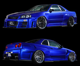 KUHL 34R-GTW Aero Wide Body Kit (FRP) for Nissan Skyline R34