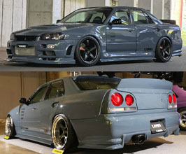 URAS Super Wide Body Aero Kit (FRP) for Nissan Skyline R34 Sedan