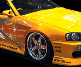BN Sports Front 20mm Wide Fenders (FRP) for Nissan Skyline R34