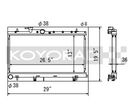 KOYORAD Hyper V 36mm Core Racing Radiator (Aluminum) for Subaru Impreza WRX with MT (Incl STI)
