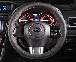 DAMD SS360-RS Sports Steering Wheel - True Circle Type (Leather with Red Stitch) for Subaru WRX STI / S4