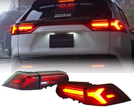 Crystal Eye Fiber LED Sequential Taillights - Premium Version (Dark Red) for Toyota RAV4