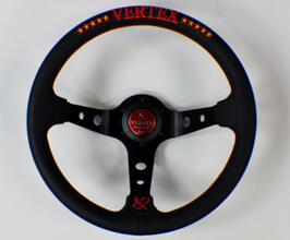VERTEX (T&E Co) 10 Star 330mm Steering Wheel (Leather) (Red Logo) for Universal All