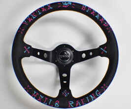 VERTEX (T&E Co) Hells Racing 350mm Steering Wheel (Leather) (Pink and Blue) for Universal All
